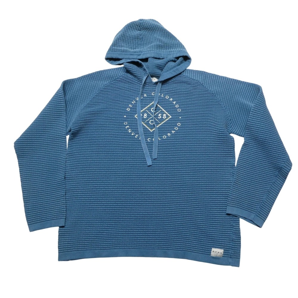 Apex Hoodie‎ Sweatshirt Mens 2XL Blue Denver Colorado Graphic Knit Pullover